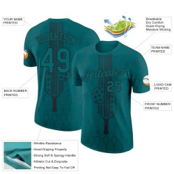 Custom Teal Black 3D Pickleball Paddles Balls Performance T-Shirt