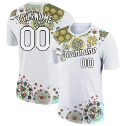 Custom White Black 3D Pattern Design Food Catering Performance T-Shirt