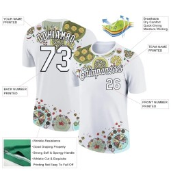 Custom White Black 3D Pattern Design Food Catering Performance T-Shirt