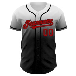 Custom White Red-Black Authentic Fade Fashion Baseball Jersey