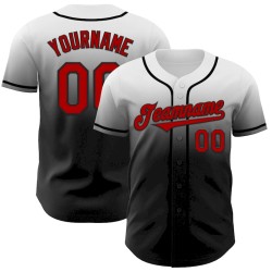 Custom White Red-Black Authentic Fade Fashion Baseball Jersey