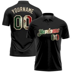 Custom Black Vintage Mexican Flag-City Cream Performance Golf Polo Shirt
