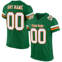 Custom Kelly Green White-Orange Mesh Authentic Football Jersey