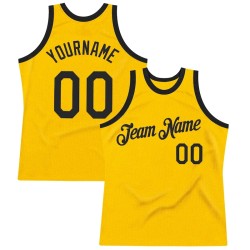 Custom Gold Black Authentic Throwback Basketball Jersey