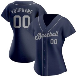 Custom Navy Gray Authentic Baseball Jersey