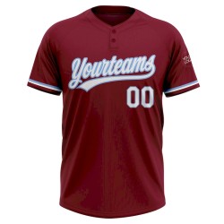 Custom Crimson White-Light Blue Two-Button Unisex Softball Jersey