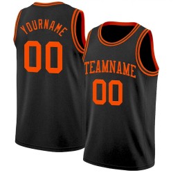 Custom Black Orange Authentic Basketball Jersey